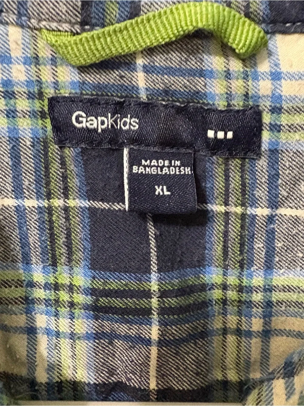 GapKids Boys Plaid Button-Up Shirt Blue/Green/White Cotton Long Sleeve XL